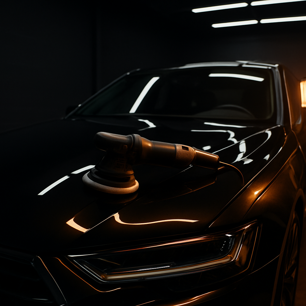 freshcardetail studio — professional vehicle detailing under workshop lighting