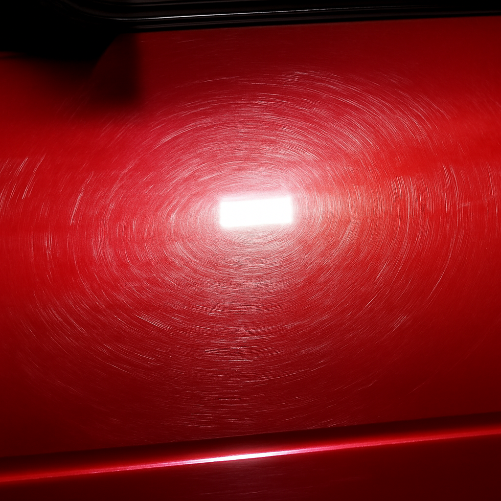 Paint correction before — swirl marks visible